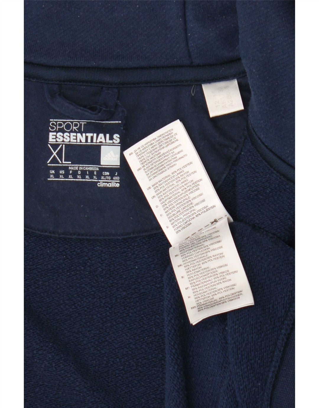 Felpa con cappuccio e zip Adidas Climalite da uomo XL in poliestere blu navy
