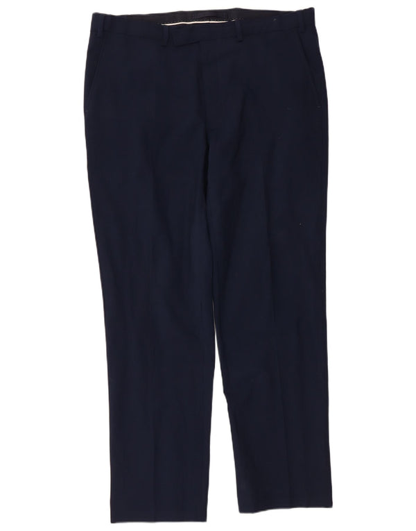 Pantaloni casual da uomo Marks & Spencer vestibilità regolare W36 L31 lana blu navy