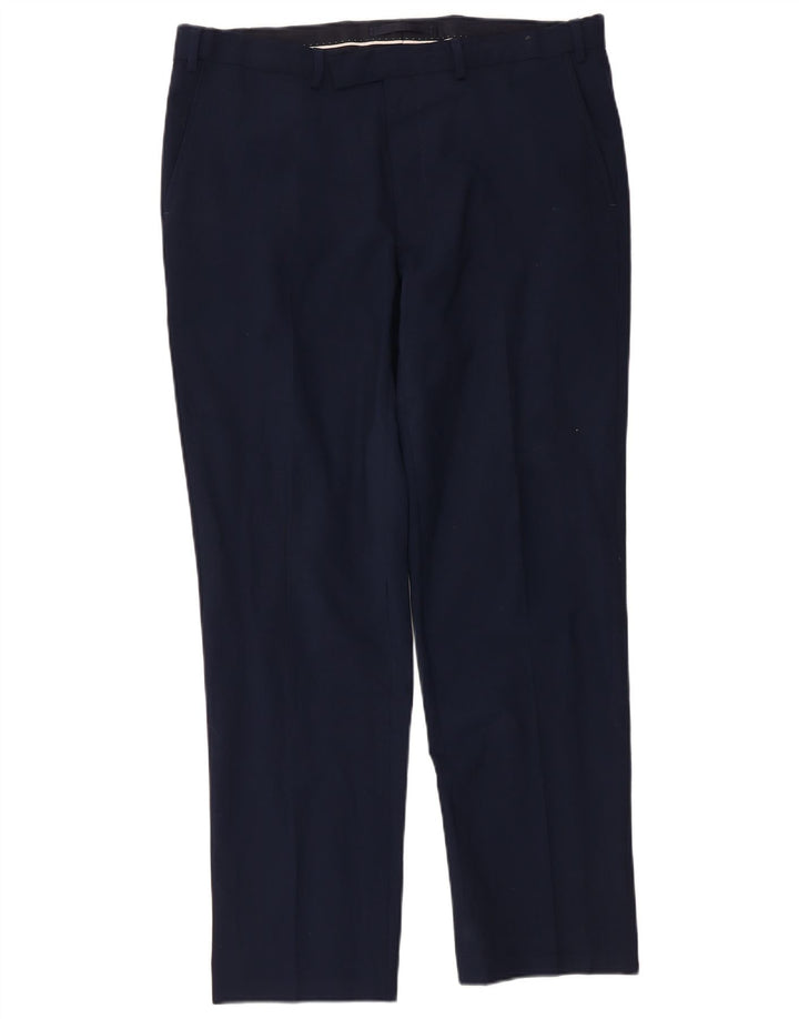 Pantaloni casual da uomo Marks & Spencer vestibilità regolare W36 L31 lana blu navy