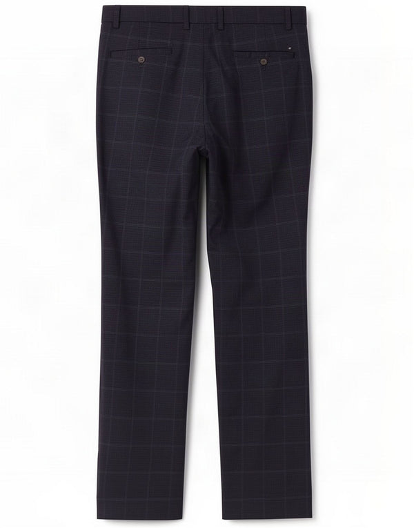 Emporio Armani Mens Straight Chino Trousers W36 L30 Navy Blue Check