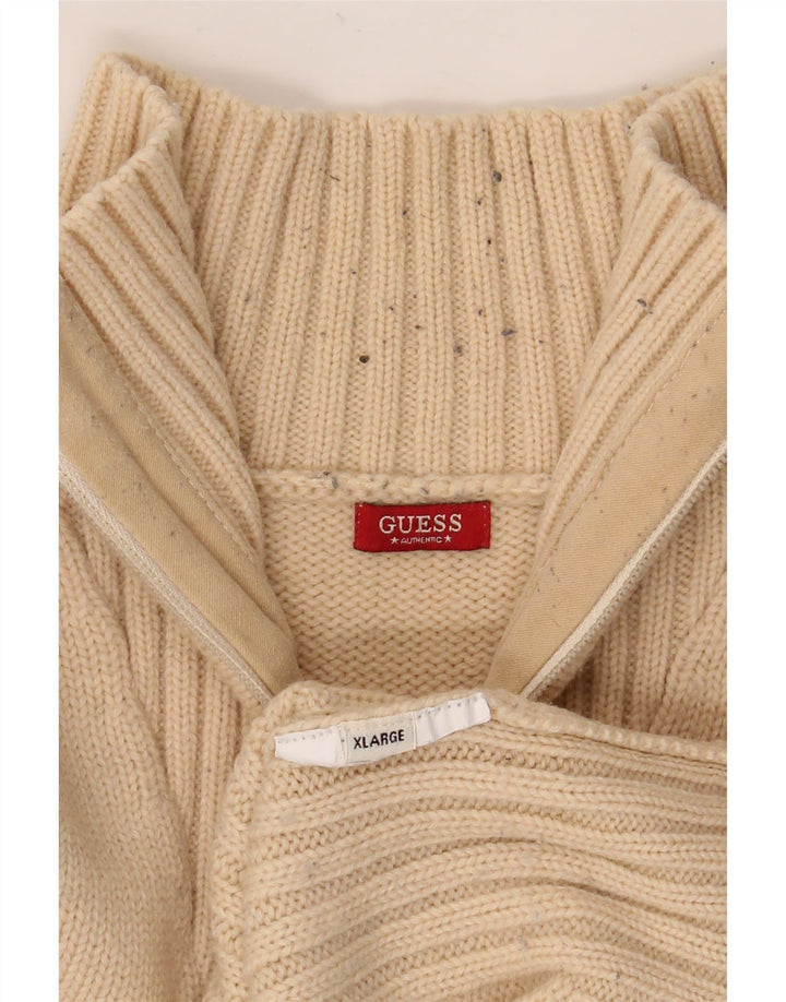 Maglione GUESS da uomo con zip e collo XL Beige