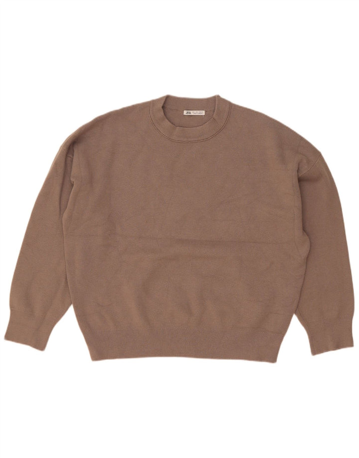 Maglione Zara da uomo girocollo grande in viscosa marrone