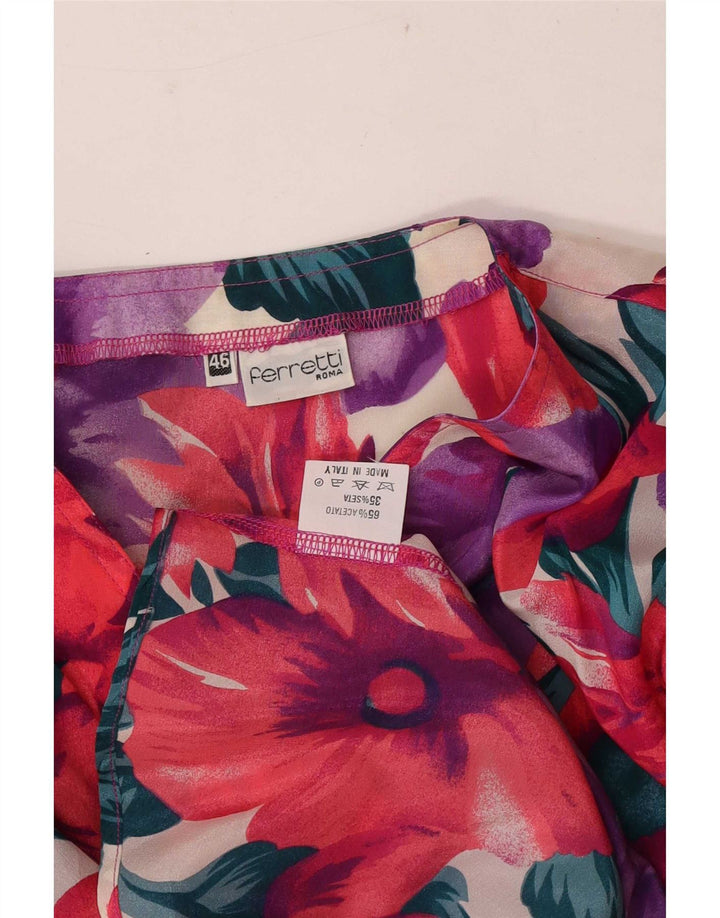 Camicia Ferretti Donna Manica Corta Camicetta IT 46 Grande Floreale Multicolore