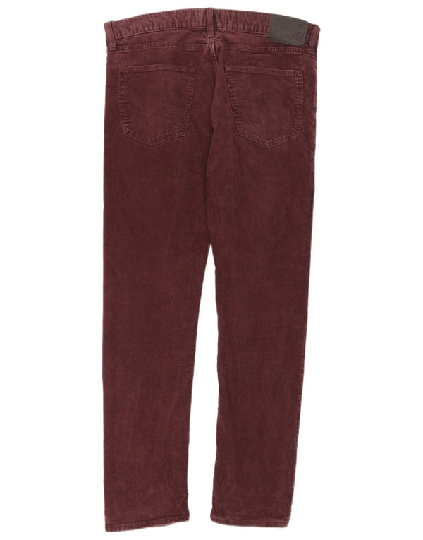 Pantaloni slim da uomo in velluto a coste Marks & Spencer W36 L33 cotone bordeaux