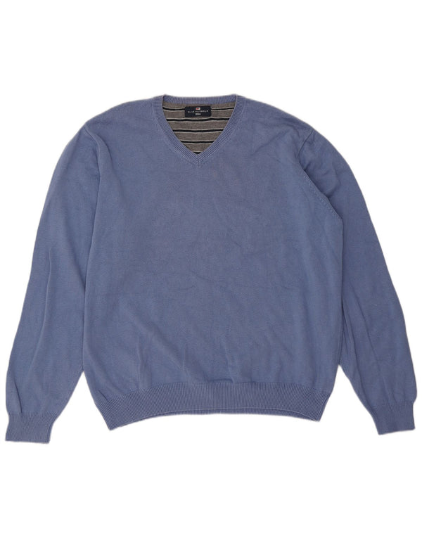 Maglione da uomo con scollo a V blu Harbour Marks & Spencer XL in cotone