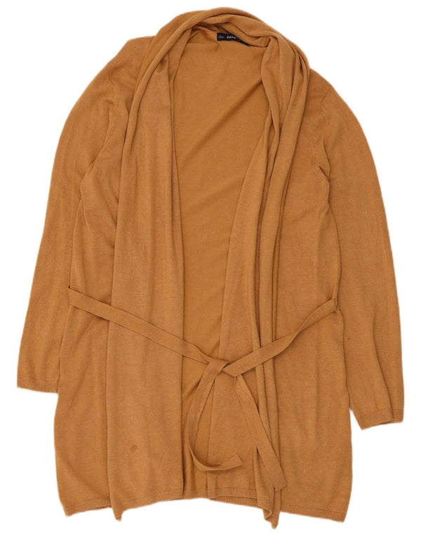 Maglione cardigan lungo da donna Zara UK 14 Large Beige Viscosa