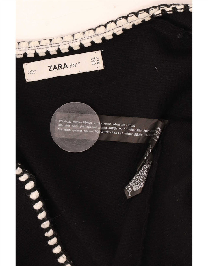 Maglione cardigan aperto lungo da donna Zara UK 14 viscosa nera media