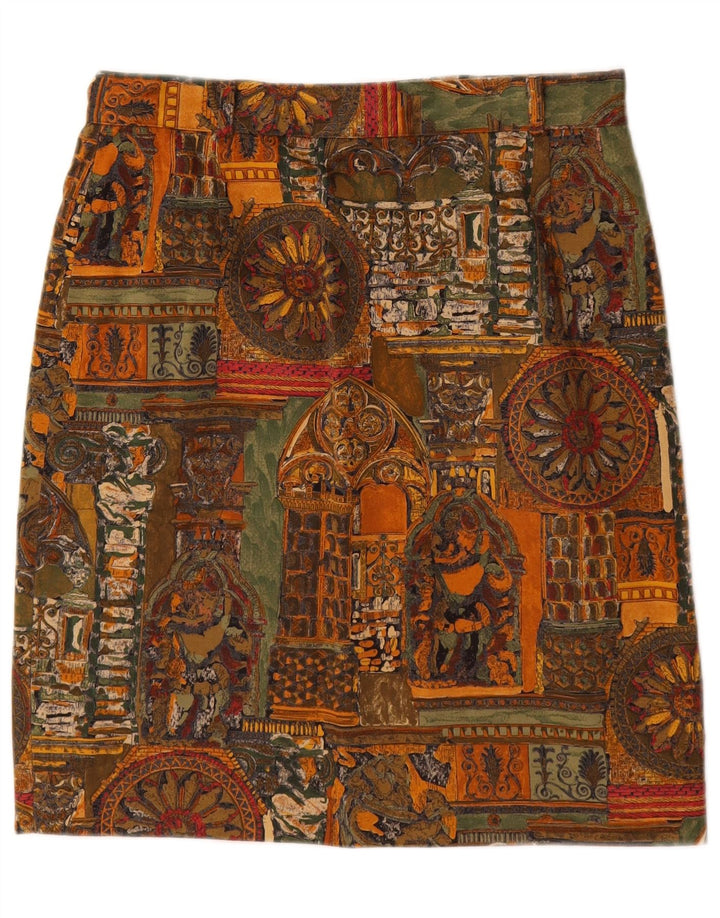 Gonna a tubino da donna VINTAGE W28 cotone geometrico marrone medio