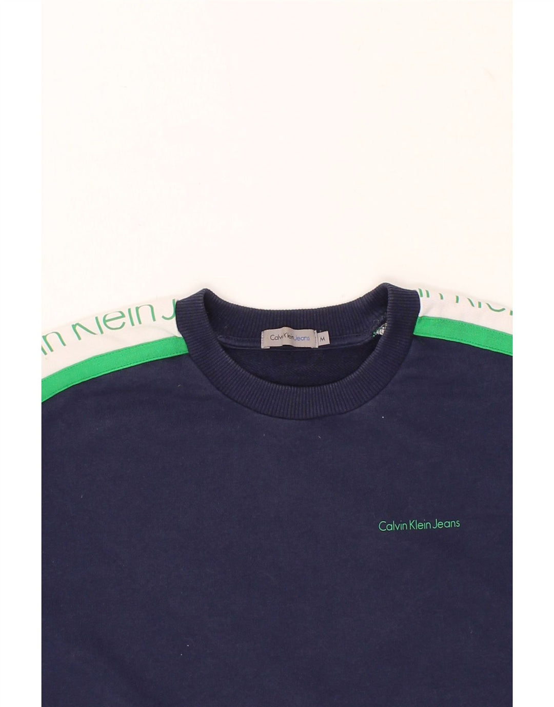 CALVIN KLEIN JEANS Womens Crop Sweatshirt Jumper UK 14 Medium Navy Blue Vintage Calvin Klein Jeans and Second-Hand Calvin Klein Jeans from Messina Hembry 