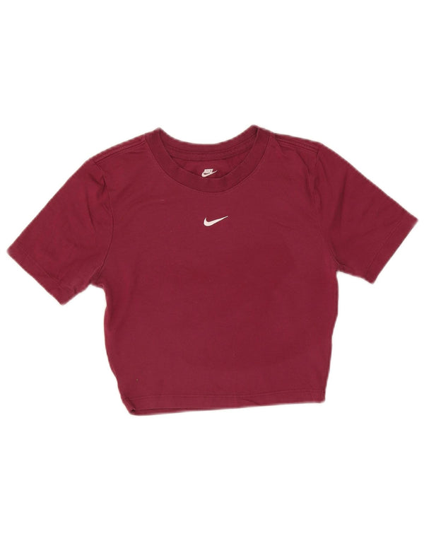 T-shirt corta Nike da donna, vestibilità slim, taglia UK 6 XS, poliestere bordeaux
