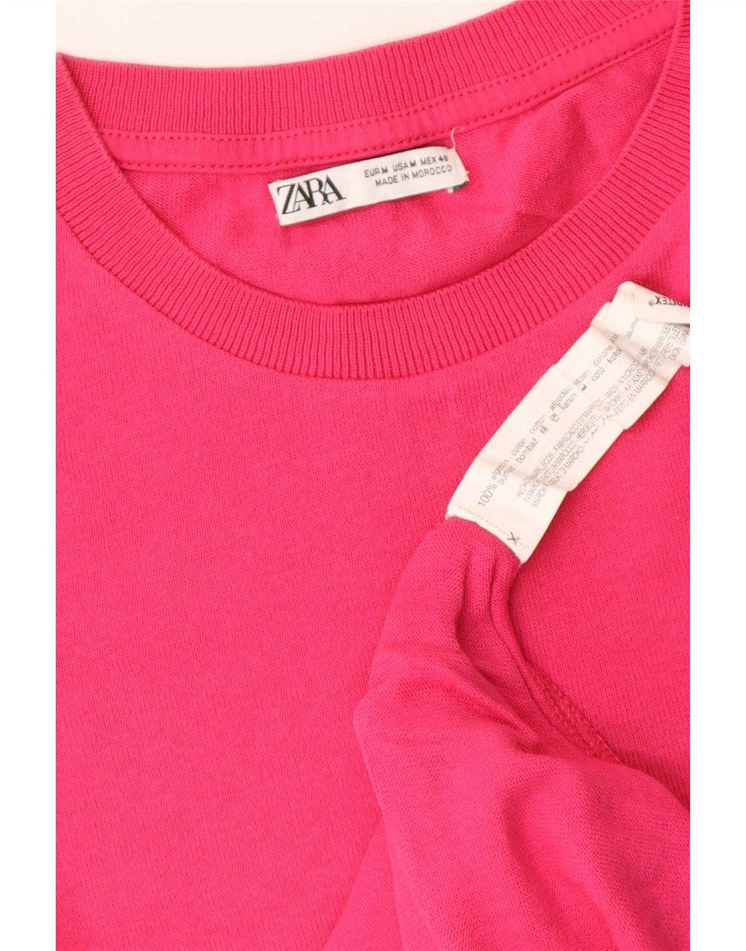 T-shirt Zara da donna Top UK 14 cotone rosa medio