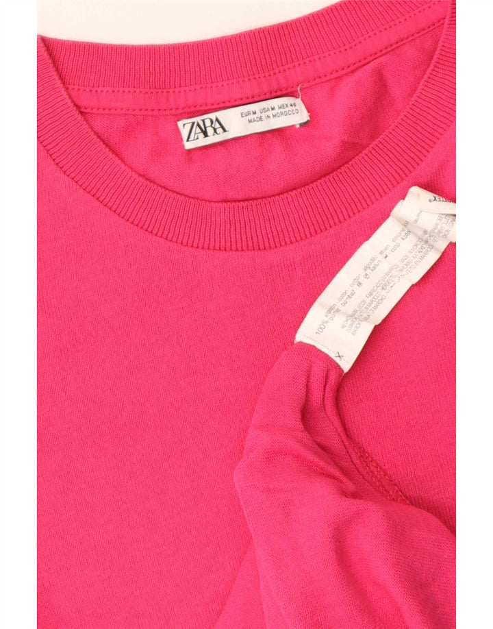 T-shirt Zara da donna Top UK 14 cotone rosa medio