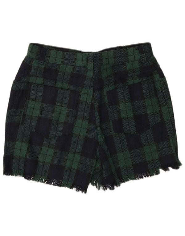 Pantaloncini casual a vita alta da donna Onyx piccoli W27 acrilico a quadri verdi