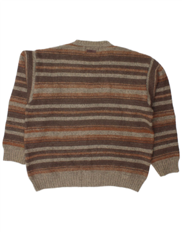MARLBORO CLASSICS Maglione da uomo con scollo a V XL in lana a righe marrone