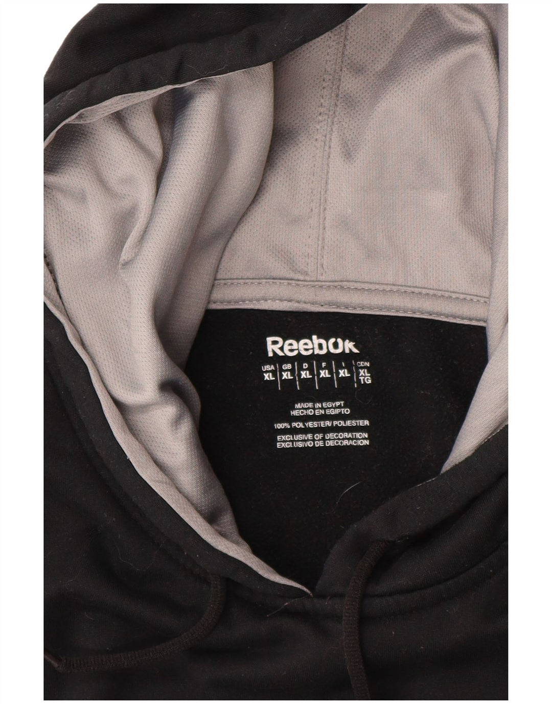 REEBOK Mens Hoodie Jumper XL Black Polyester