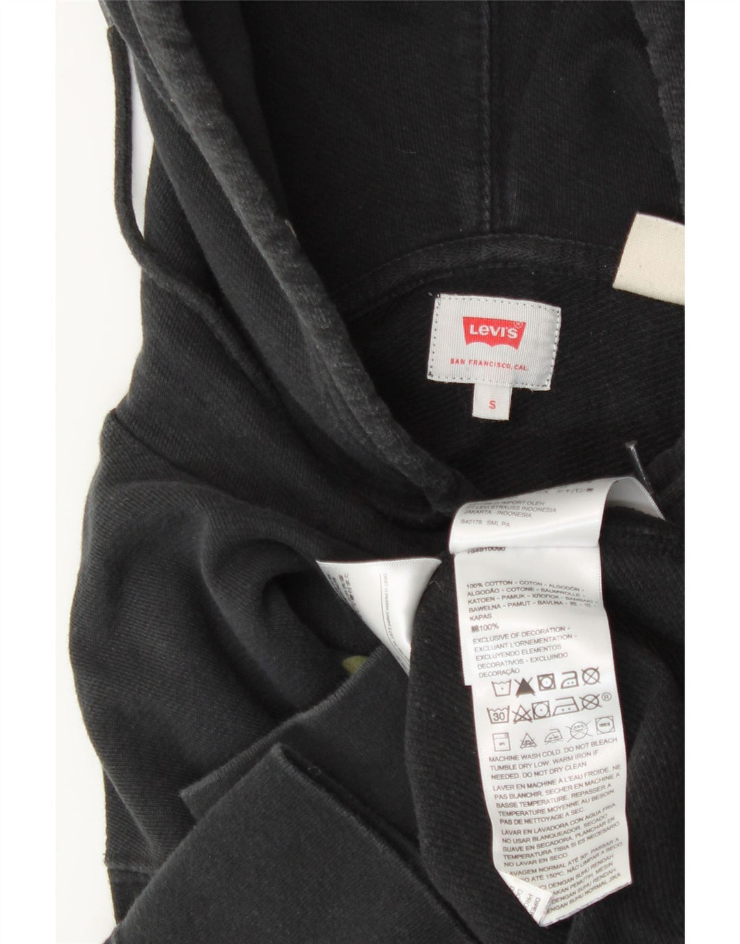 Maglione con cappuccio grafico da uomo LEVI'S piccolo in cotone nero