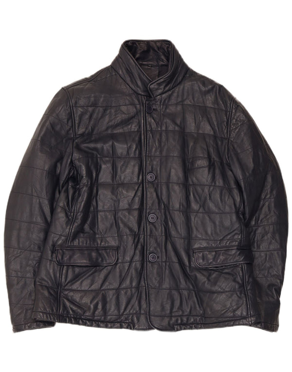 Giacca in pelle bomber da donna Desiree UK 18 XL in pelle blu navy