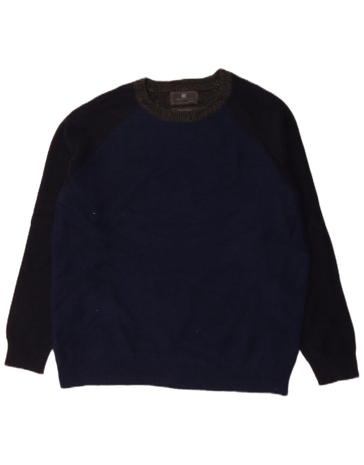 Maglione maglione girocollo da uomo Marks & Spencer grande color block blu navy