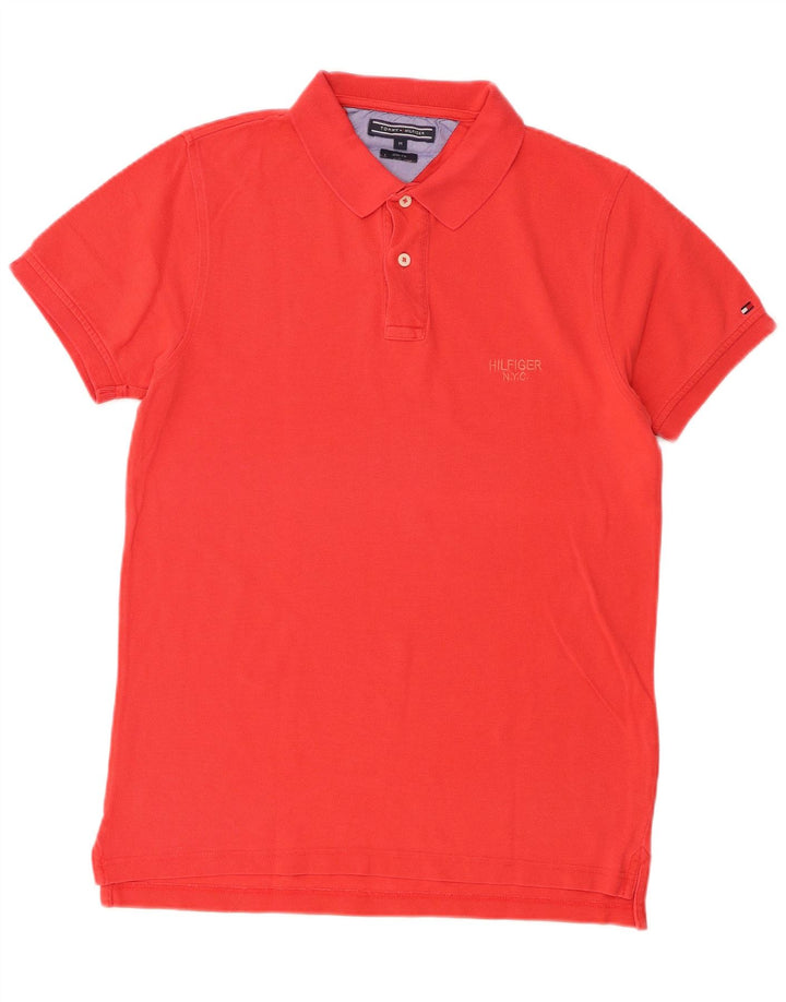 Polo da uomo slim fit Tommy Hilfiger in cotone rosso medio