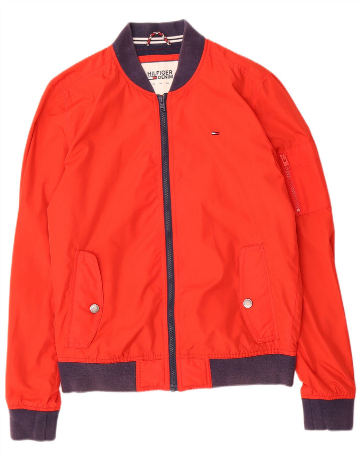 TOMMY HILFIGER Giubbotto bomber da uomo UK 36 piccolo cotone rosso