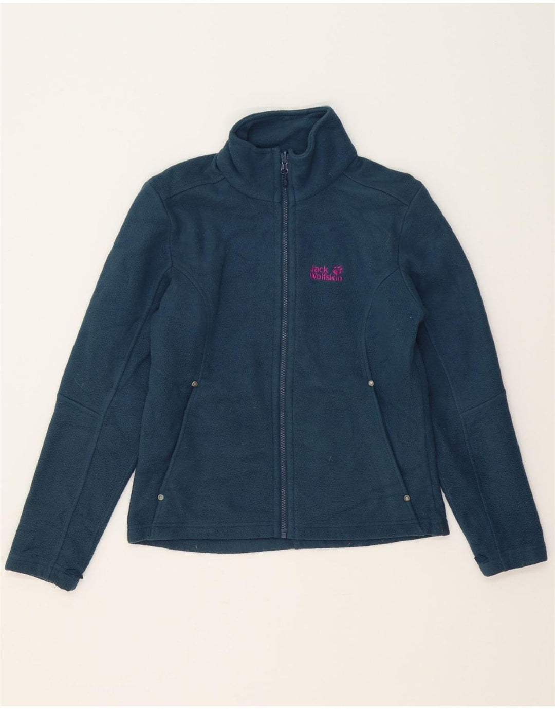 JACK WOLFSKIN Womens Fleece Jacket UK 10 Small Blue Polyester Vintage Jack Wolfskin and Second-Hand Jack Wolfskin from Messina Hembry 