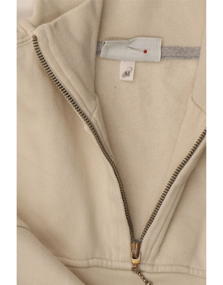 ASICS Mens Zip Neck Sweatshirt Jumper Medium Beige Cotton Vintage Asics and Second-Hand Asics from Messina Hembry 