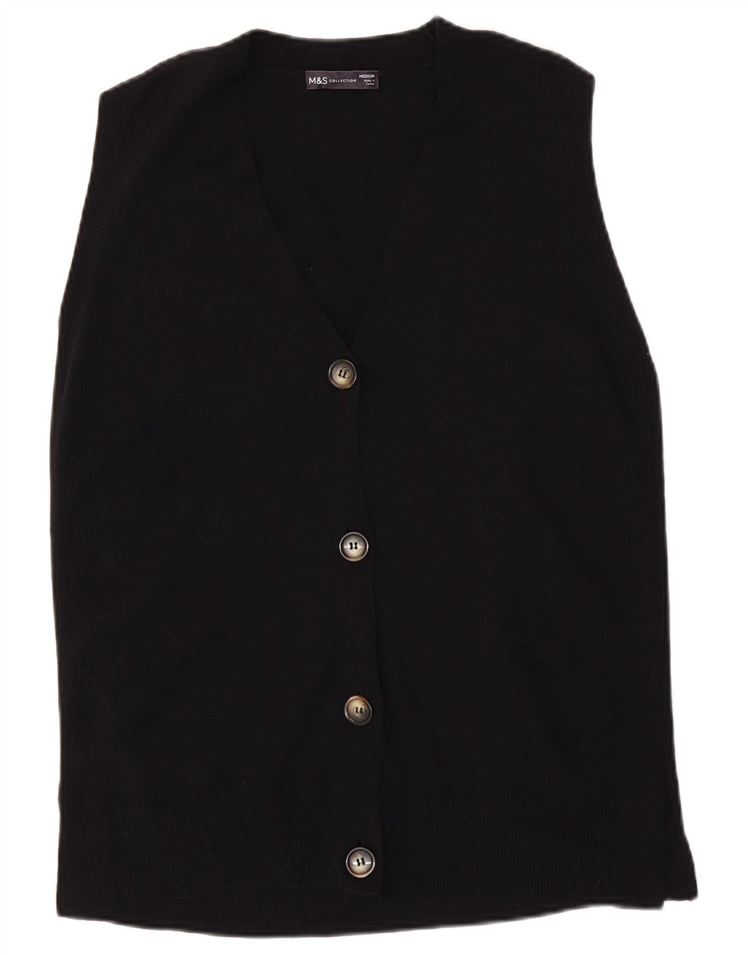 Maglione cardigan senza maniche da donna Marks & Spencer UK 14 medio nero