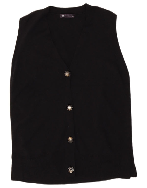 Maglione cardigan senza maniche da donna Marks & Spencer UK 14 medio nero