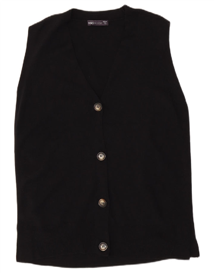 Maglione cardigan senza maniche da donna Marks & Spencer UK 14 medio nero