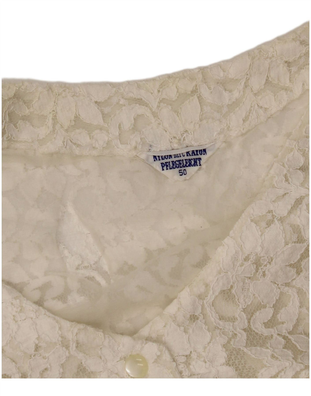 Camicetta senza maniche corta da donna VINTAGE IT 50 XL bianco sporco floreale