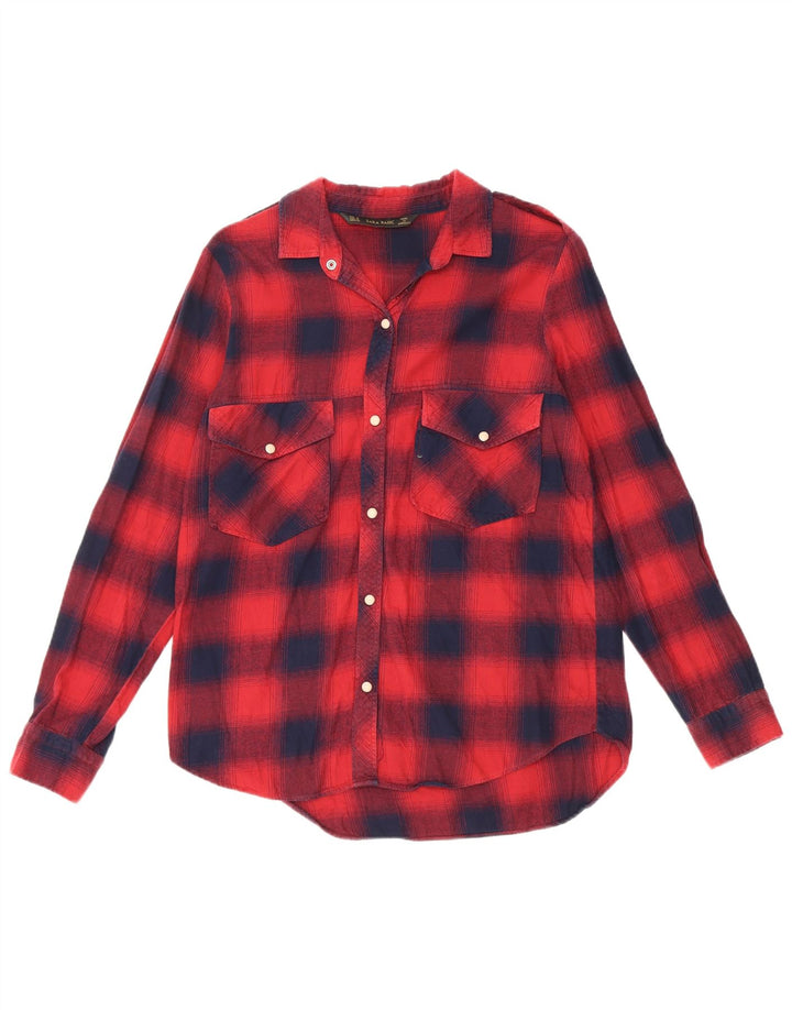 Camicia in flanella militare da donna Zara UK 12 a quadri rossi medi