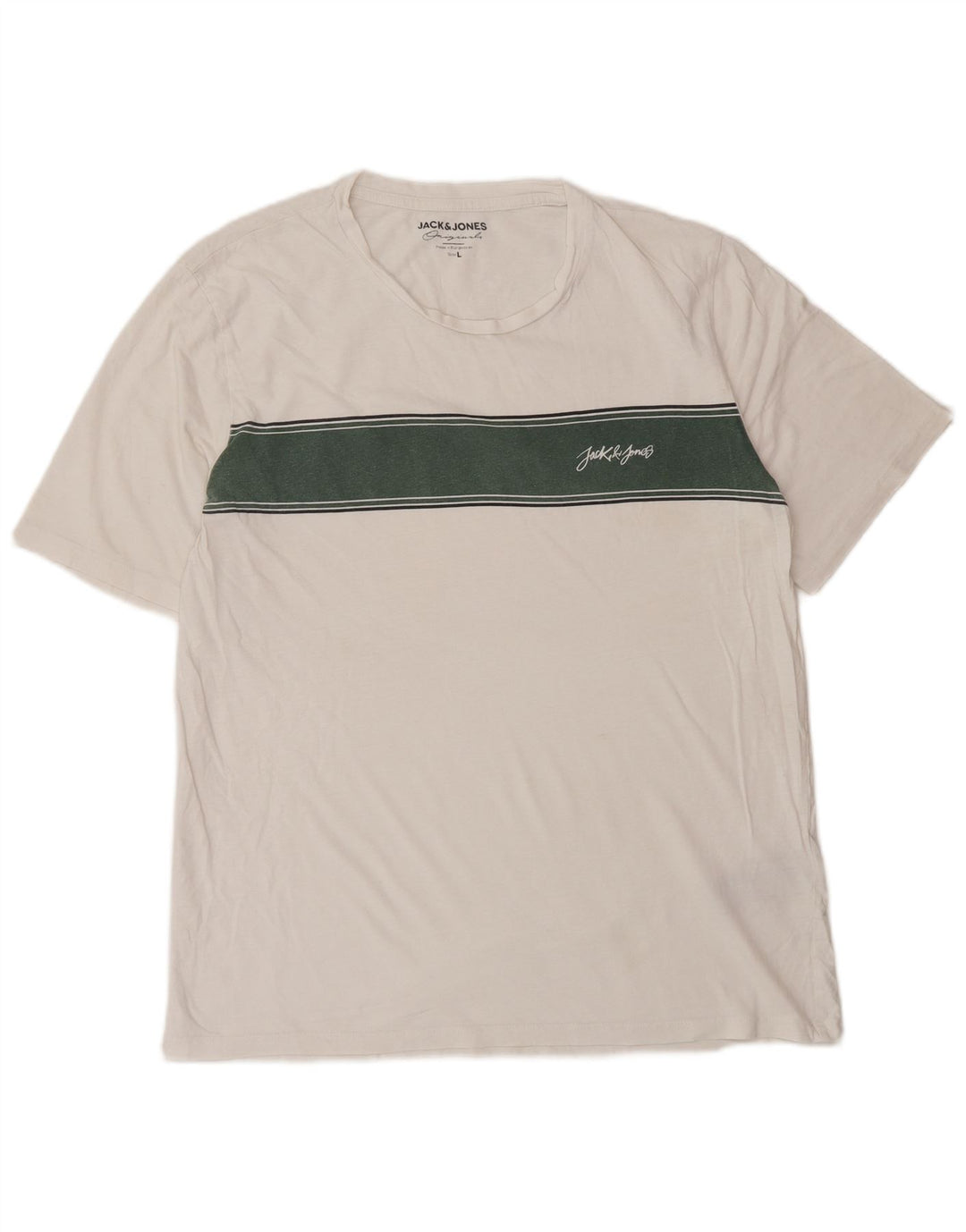 Jack & Jones T-shirt da uomo Top grande in cotone a righe bianche