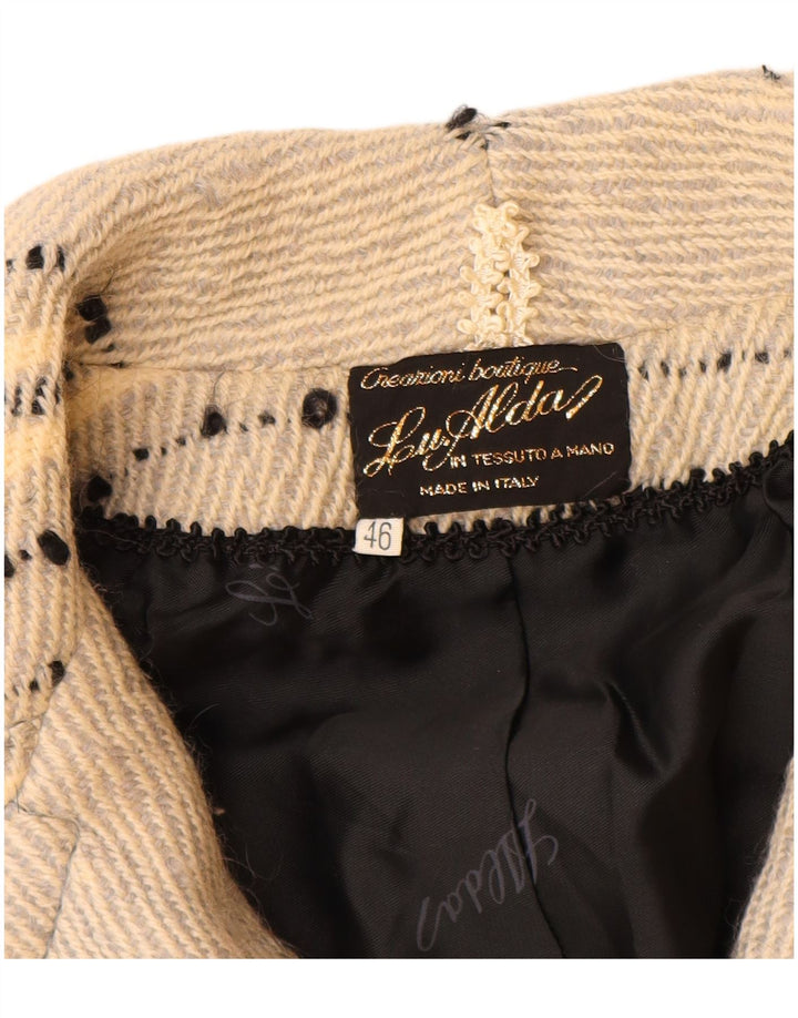Soprabito vintage da donna IT 46 grande a righe bianco sporco
