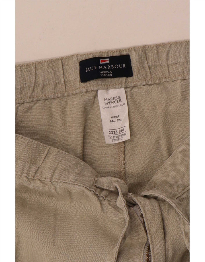 Pantaloni Capri da uomo Marks & Spencer Blue Harbour W32 Lino beige medio
