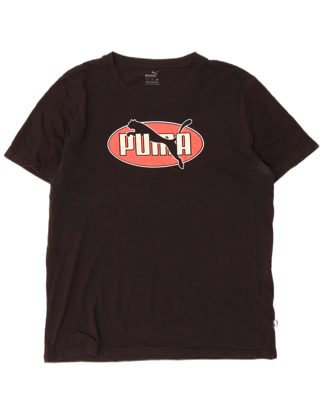 T-shirt grafica da uomo Puma Top in cotone nero medio