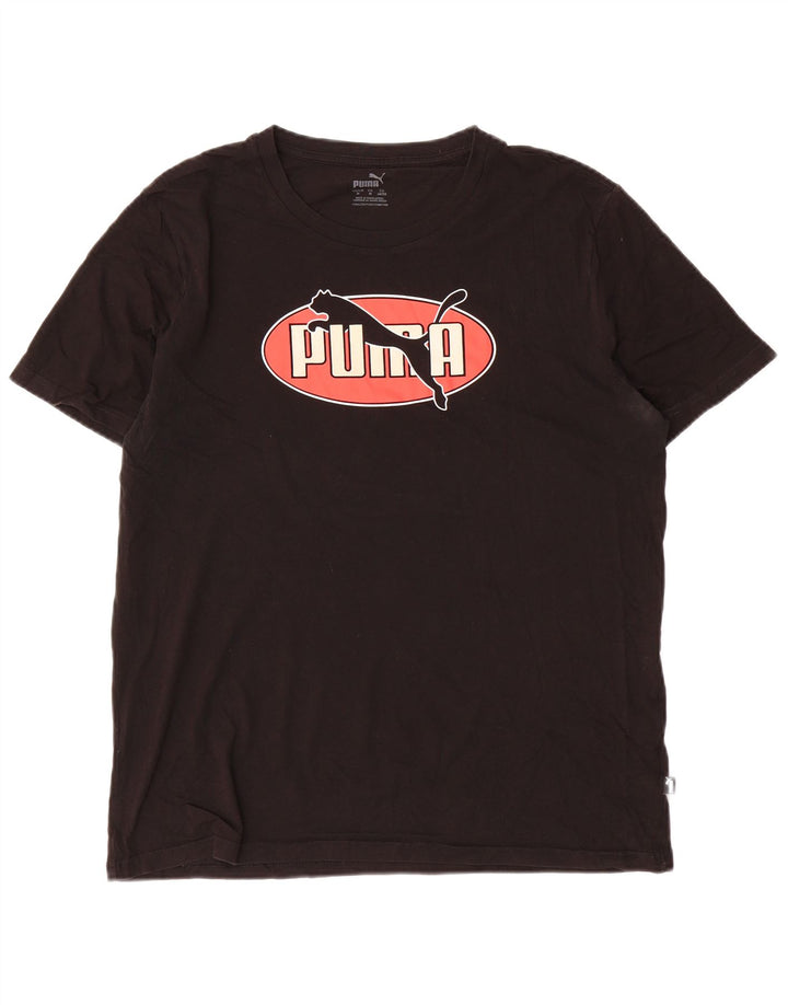 T-shirt grafica da uomo Puma Top in cotone nero medio