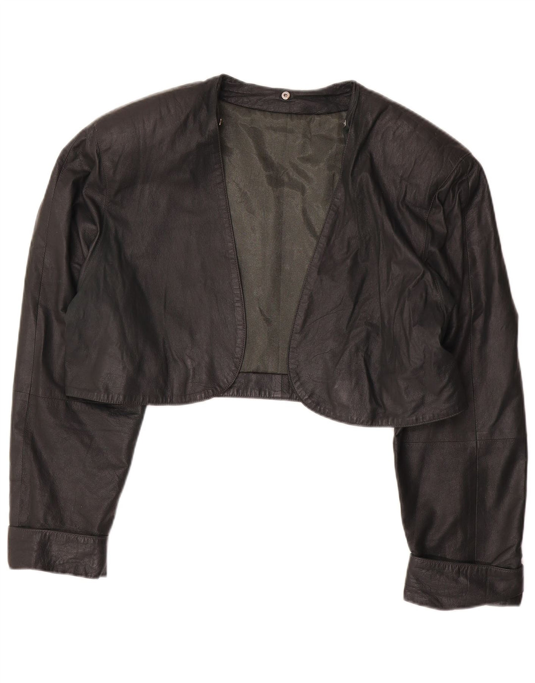 Giacca Bolero in pelle da donna VINTAGE UK 14 Verde medio