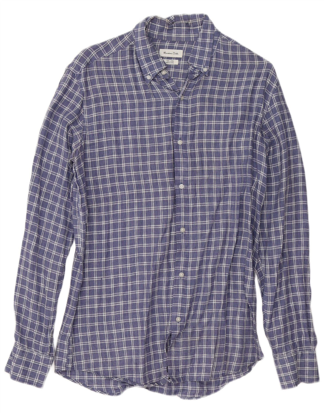Camicia da uomo Massimo Dutti in lino a quadri blu medio