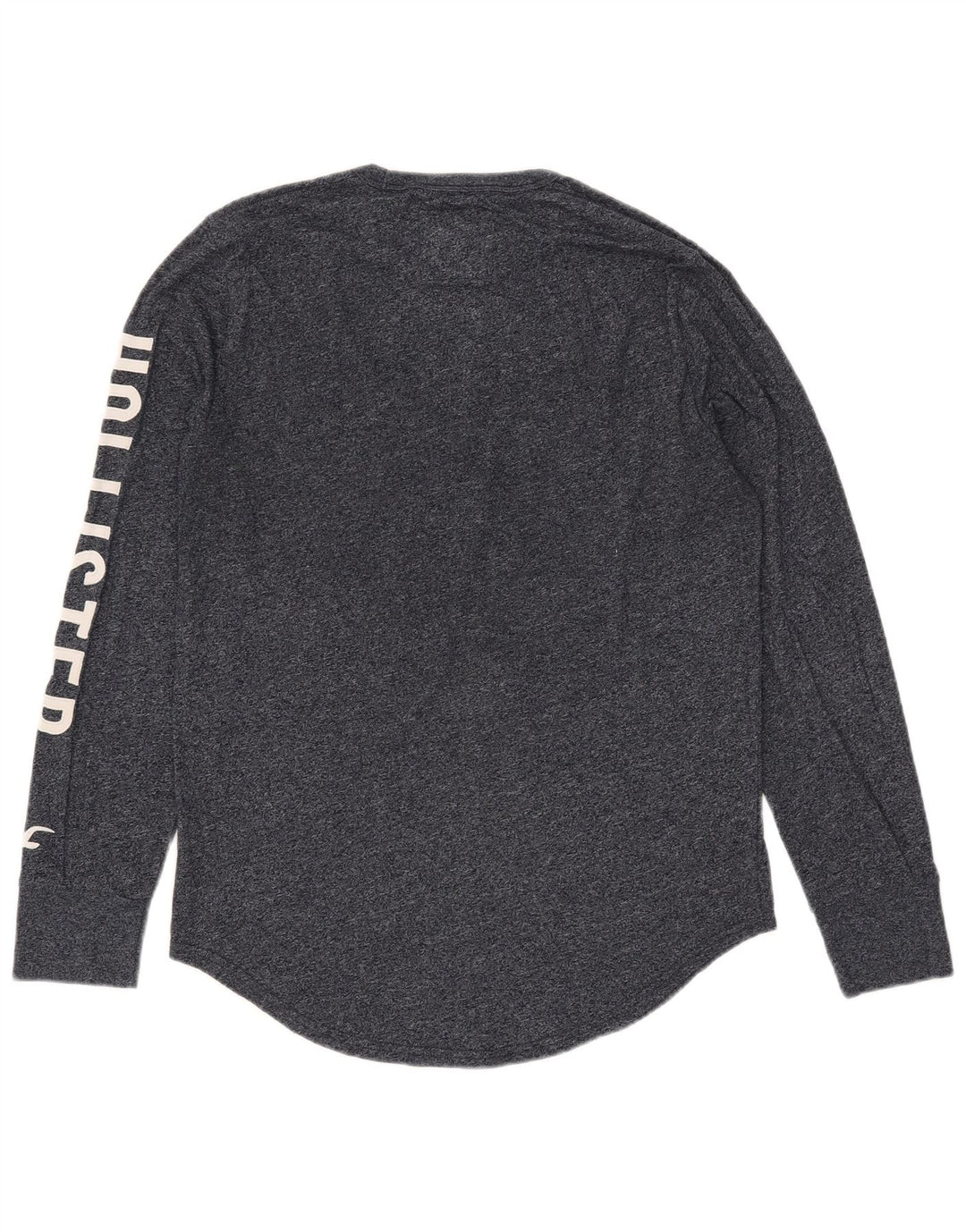 Hollister Top grafico da uomo a maniche lunghe in cotone chiazzato blu navy medio