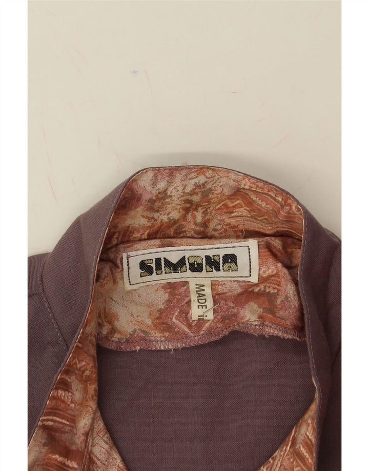 VINTAGE Womens Crop Blazer Jacket UK 14 Medium Purple Patchwork Vintage Vintage and Second-Hand Vintage from Messina Hembry 