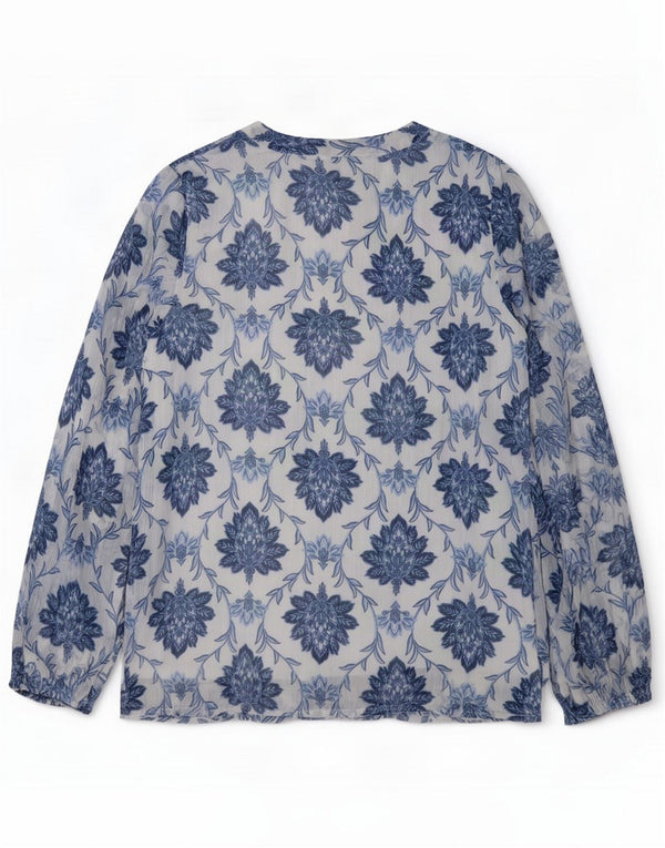 Bonmarche Camicetta a maniche lunghe da donna UK 10 Small White Floral