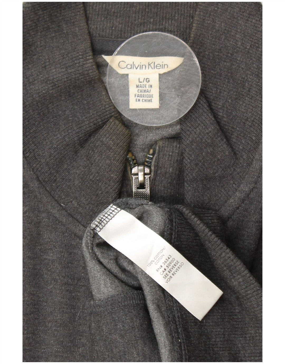 CALVIN KLEIN Giacca da tuta da uomo grande in cotone grigio