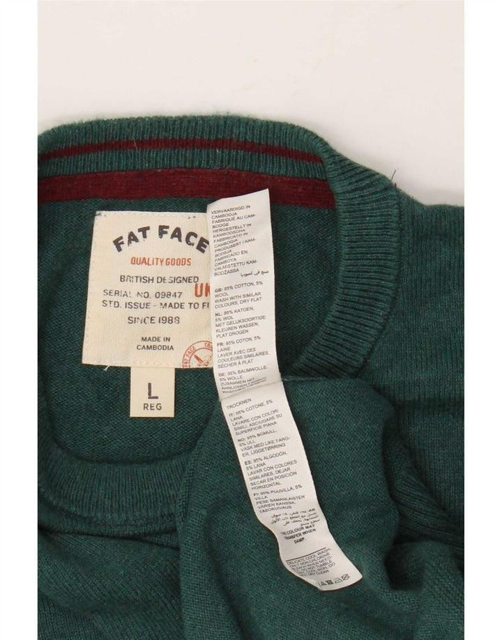 Fat Face Maglione girocollo da uomo vestibilità regolare girocollo grande cotone verde