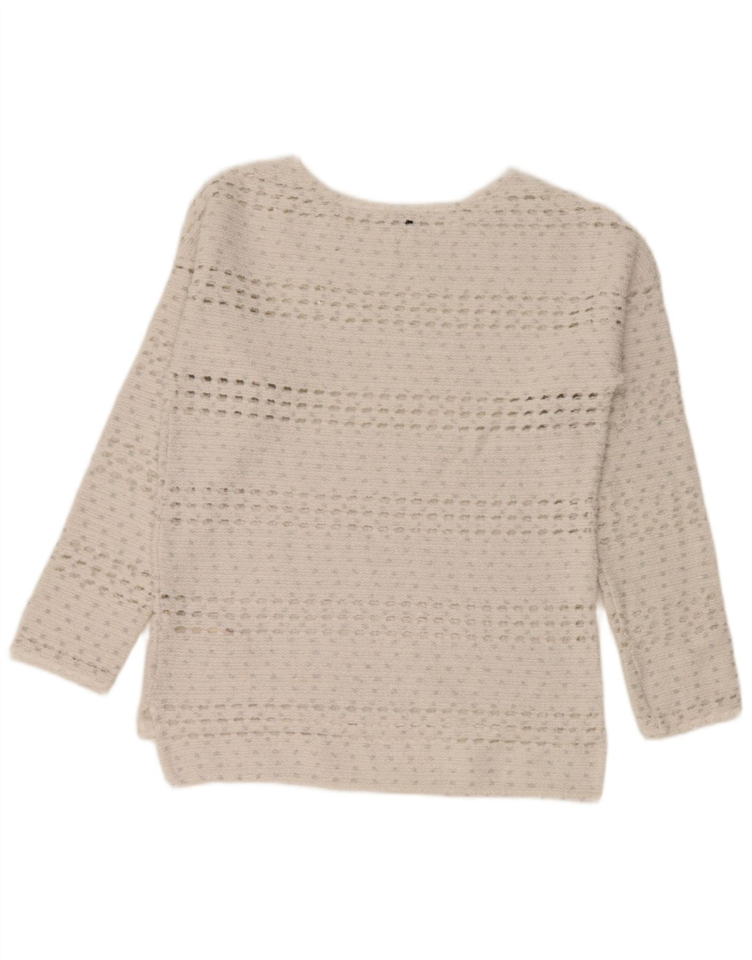 Massimo Dutti Maglione da donna con scollo a barca all'uncinetto UK 14 Medio Bianco