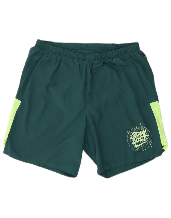 Pantaloncini sportivi Nike Dri Fit Graphic da uomo in poliestere color block verde medio