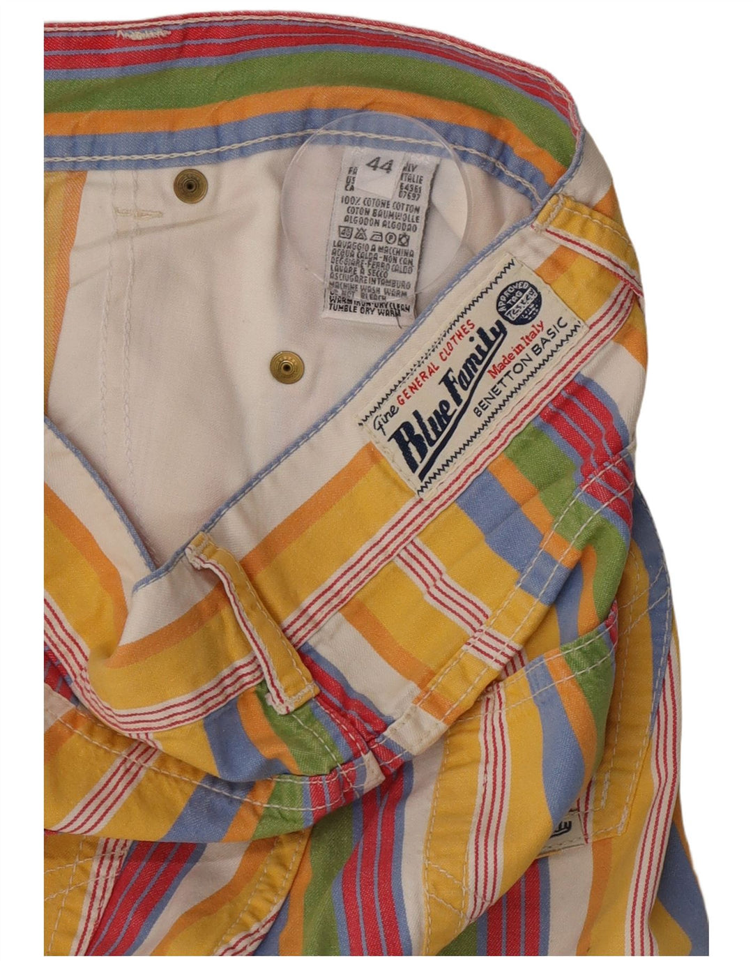Pantaloncini casual da donna Benetton IT 44 Medium W26 a righe multicolori