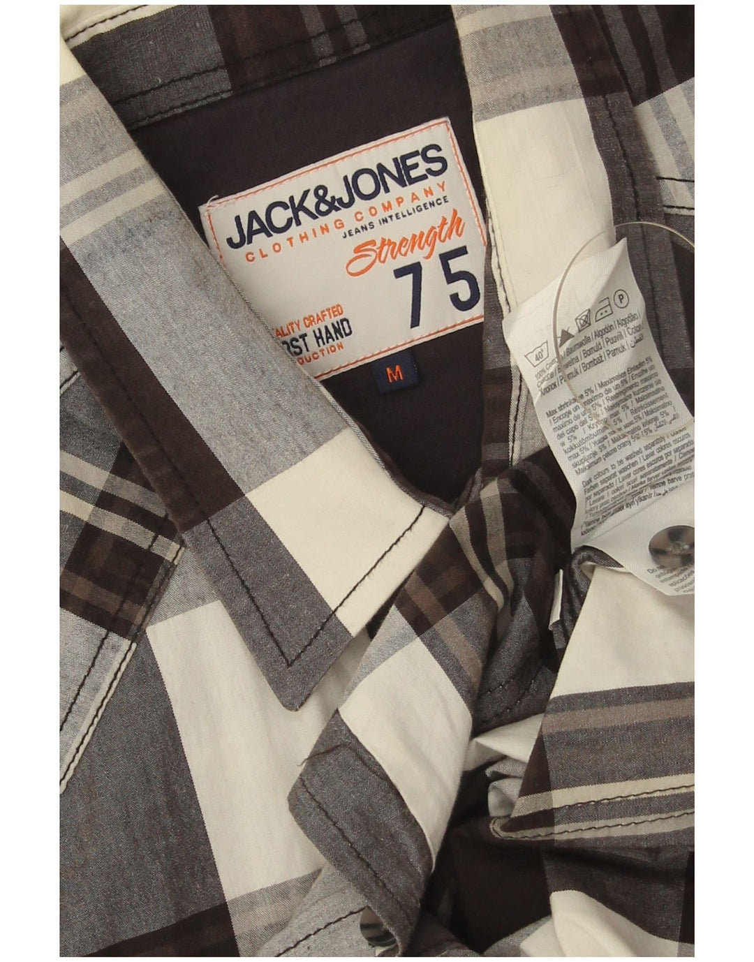 Camicia a maniche corte da uomo Jack & Jones in cotone a quadri neri medi