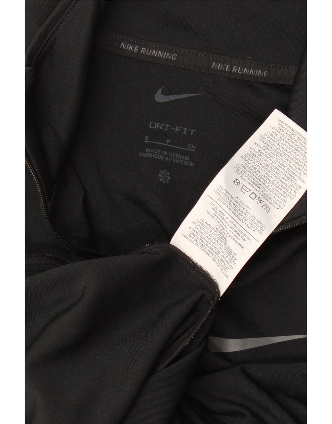 Top della tuta da ginnastica Nike Dri Fit con collo e zip da donna, UK 10, piccola, nera