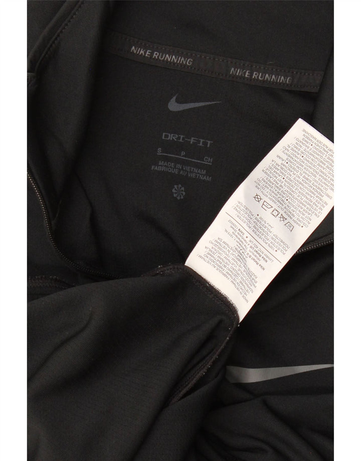 Top della tuta da ginnastica Nike Dri Fit con collo e zip da donna, UK 10, piccola, nera