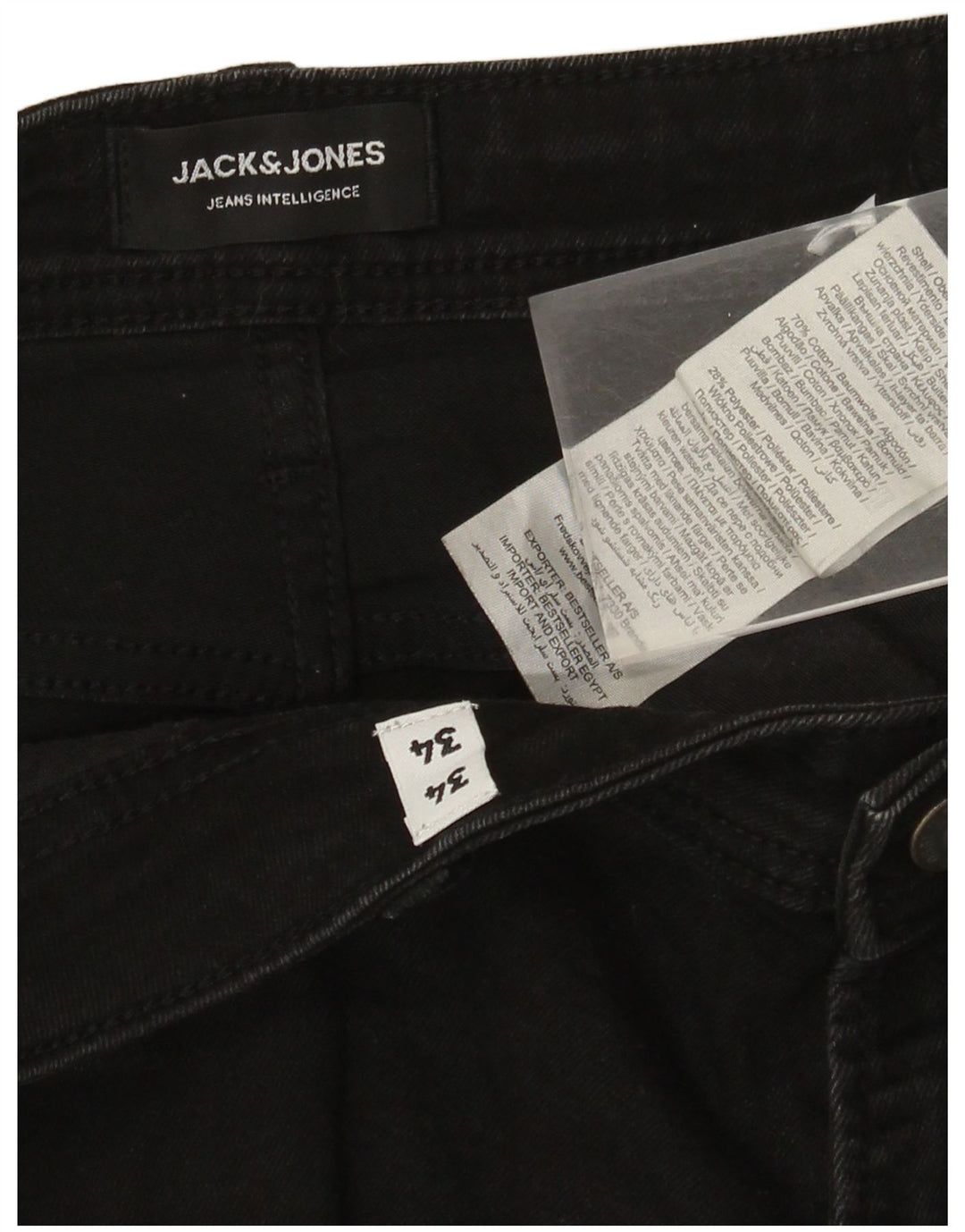 Jeans dritti da uomo Jack & Jones W34 L34 cotone nero
